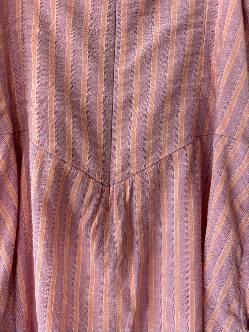 American Eagle Pink and Peach Striped Smocked Bodice Midi Dress - Picture 4 of 8